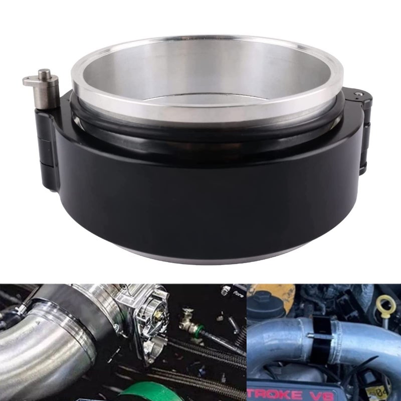BAGARAATAN Aluminum Quick Release VBand Clamp376mm Intake Intercooler Pipe ClampIntake Intercooler Pipe Throttle Union SleeveBlack