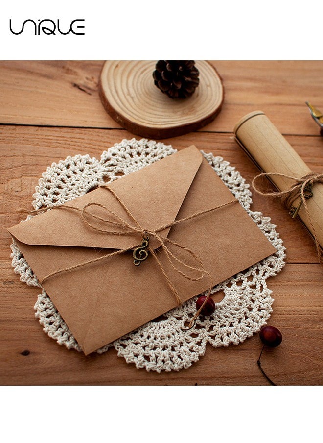 Unique - 60Pcs Envelope Set, Vintage Stationery, Stale Envelope, Vintage Old Paper Set, with Metal Fittings and 1 Meter Rope, 10 Stickers, Perfect for Graduation, Wedding, Mother's Day, etc - Image 1