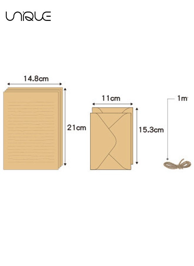 Unique - 60Pcs Envelope Set, Vintage Stationery, Stale Envelope, Vintage Old Paper Set, with Metal Fittings and 1 Meter Rope, 10 Stickers, Perfect for Graduation, Wedding, Mother's Day, etc - Image 1