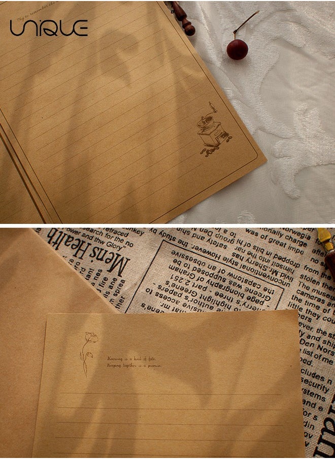 Unique - 60Pcs Envelope Set, Vintage Stationery, Stale Envelope, Vintage Old Paper Set, with Metal Fittings and 1 Meter Rope, 10 Stickers, Perfect for Graduation, Wedding, Mother's Day, etc - Image 1