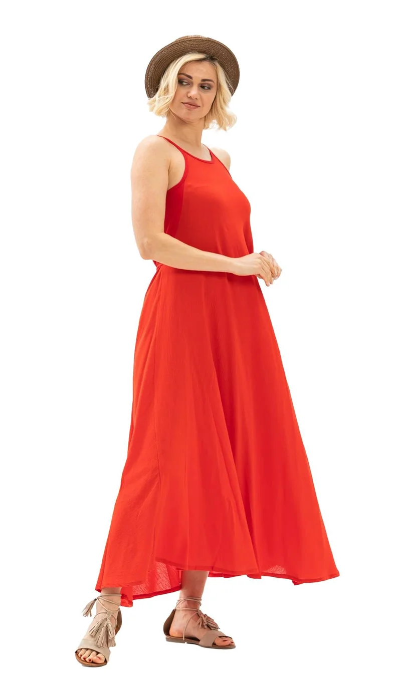 Eliş Şile Bezi Red Sleeveless Dress