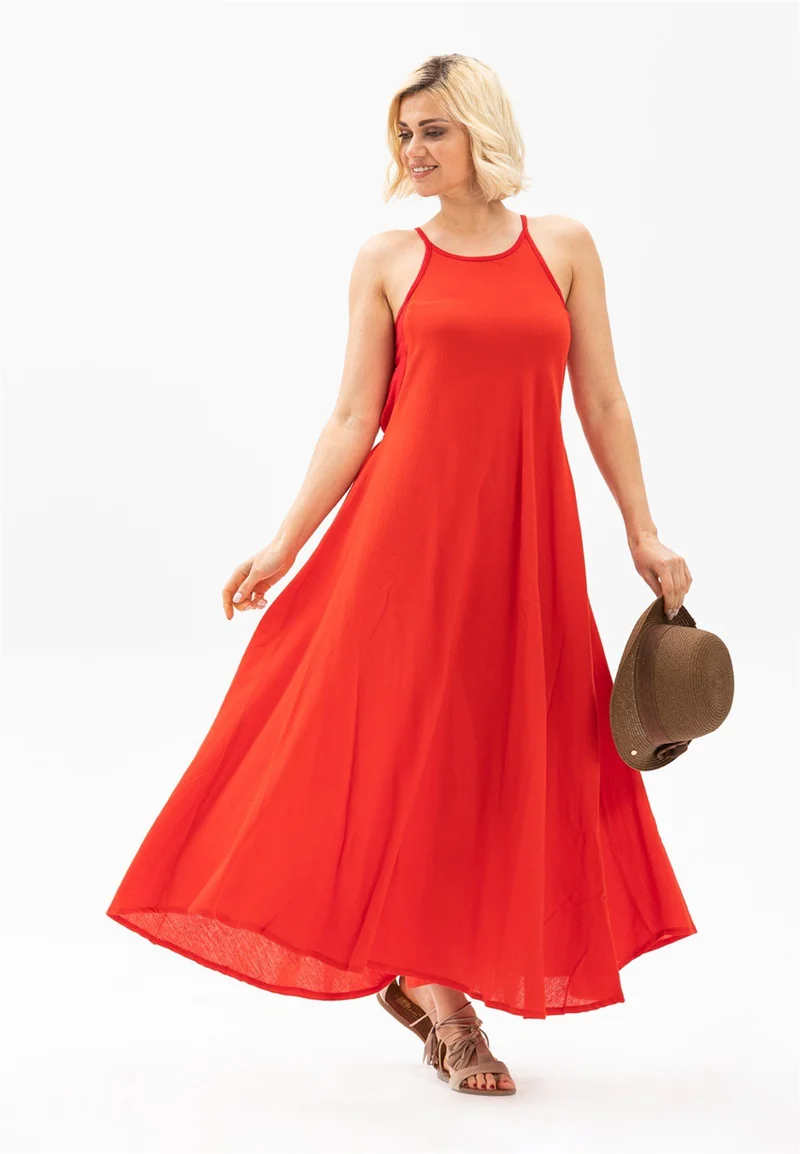 Eliş Şile Bezi Red Sleeveless Dress