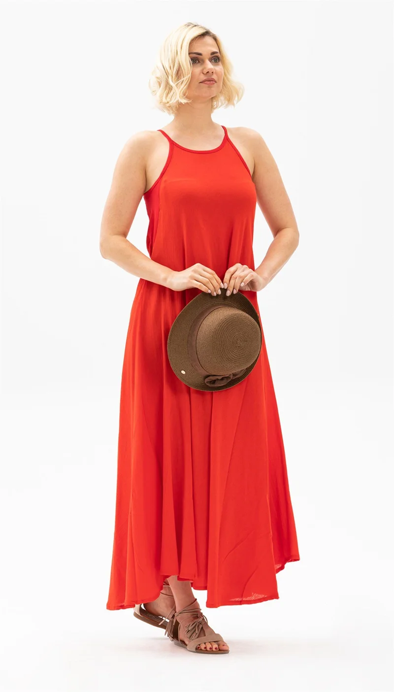 Eliş Şile Bezi Red Sleeveless Dress