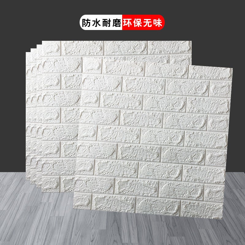 Solid Color Wallpaper Home Decoration Wall Stickers Self-Adhesive Thick 3D Three-Dimensional Brick Wallpaper Foam Waterproof Moisture-Proof Factory - Image 4
