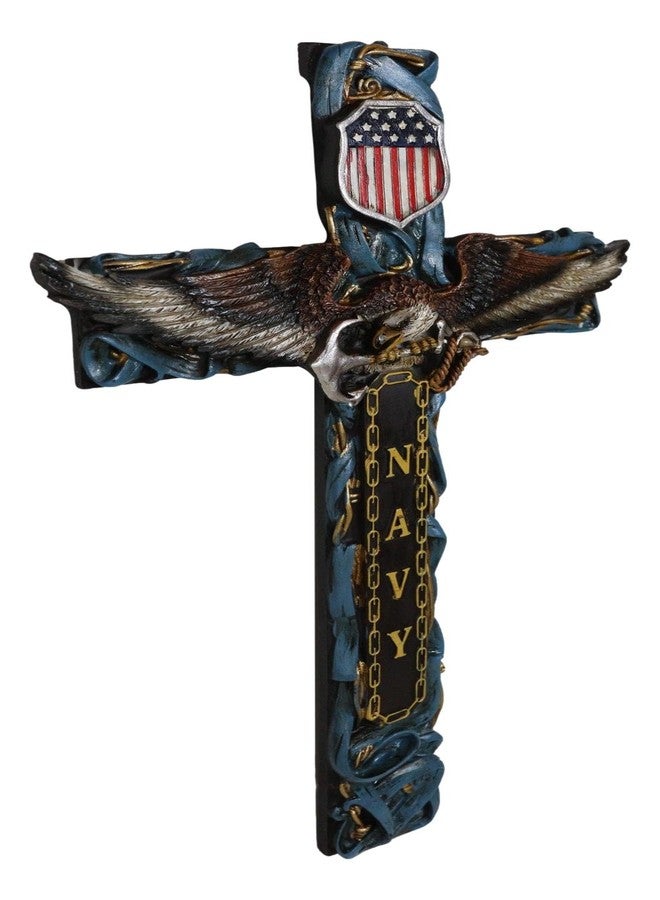 Ebros Gift 14" Tall Rustic Patriotic United States Navy With Eagle Clutching Anchor Decorative Wall Cross American Hero Memorial Decor Plaque - Image 3