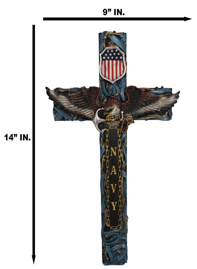 Ebros Gift 14" Tall Rustic Patriotic United States Navy With Eagle Clutching Anchor Decorative Wall Cross American Hero Memorial Decor Plaque - Image 2