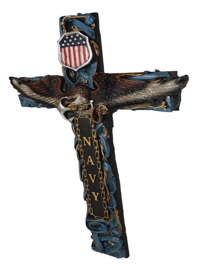 Ebros Gift 14" Tall Rustic Patriotic United States Navy With Eagle Clutching Anchor Decorative Wall Cross American Hero Memorial Decor Plaque - Image 4