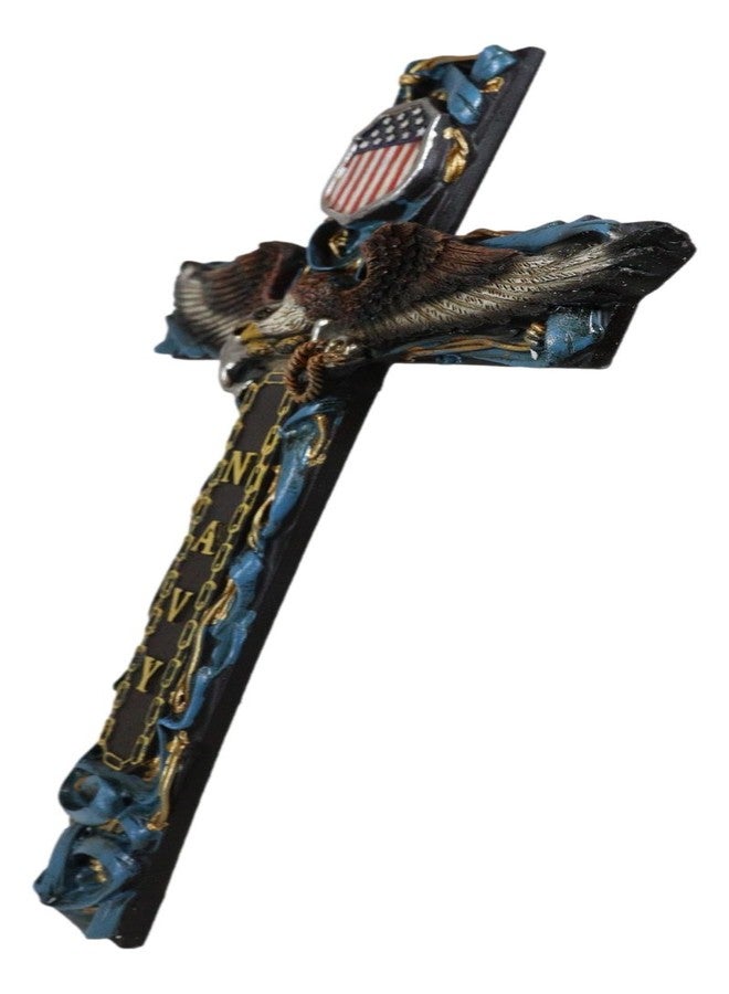 Ebros Gift 14" Tall Rustic Patriotic United States Navy With Eagle Clutching Anchor Decorative Wall Cross American Hero Memorial Decor Plaque - Image 5
