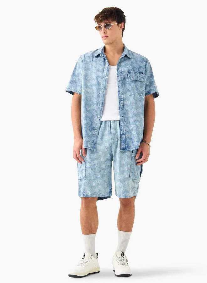 Lee Cooper Lee Cooper Print Shirt with Pocket and Short Sleeves