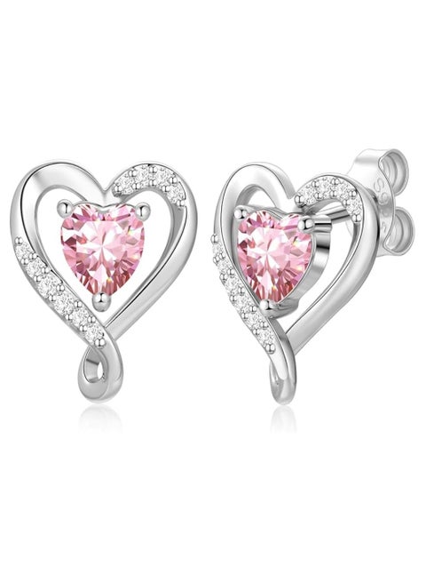 Earrings for Women - S925 Sterling Silver Birthstone Heart Studs Earring for Girlfriend, Wife – Anniversary, Birthday ,Valentines Day, Mother’s Day, Gifts Jewellery for Women.