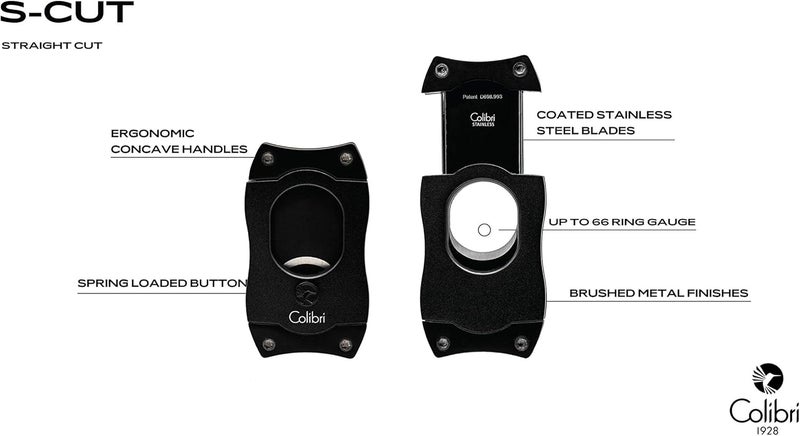 Colibri Premium S-Cut Cigar Cutter - Ergonomic Stainless Steel Spring-Loaded Straight Cut Blade, Ideal for up to 66+ Ring Gauge - Gift for Cigar Enthusiasts (Black) - Image 4
