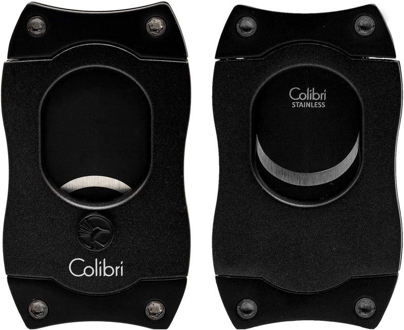 Colibri Premium S-Cut Cigar Cutter - Ergonomic Stainless Steel Spring-Loaded Straight Cut Blade, Ideal for up to 66+ Ring Gauge - Gift for Cigar Enthusiasts (Black) - Image 1