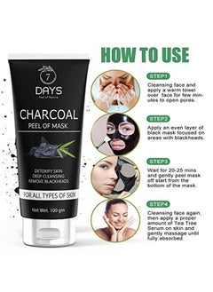 7 Days Charcoal Peel Off Mask Remove Blackheads & Whiteheads | Deep Skin Purifying Cleansing Wrinkles For Men And Women 100Gm  - Image 3
