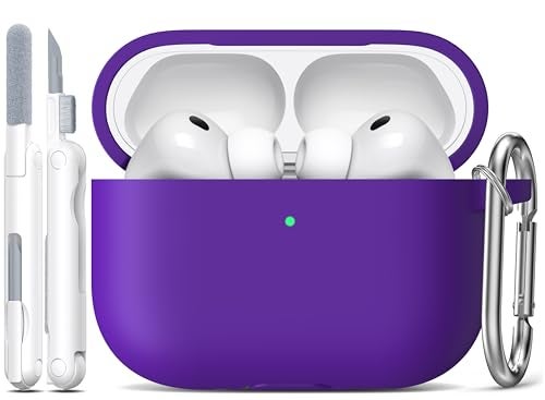 R-fun Rfun for AirPods Pro 3 Case 2025 Soft Silicone Protective Case Cover Compatible with Apple AirPods Pro 3rd Generation USBC Cable for Women Men with Cleaning Kit and Keychain Purple - Image 1