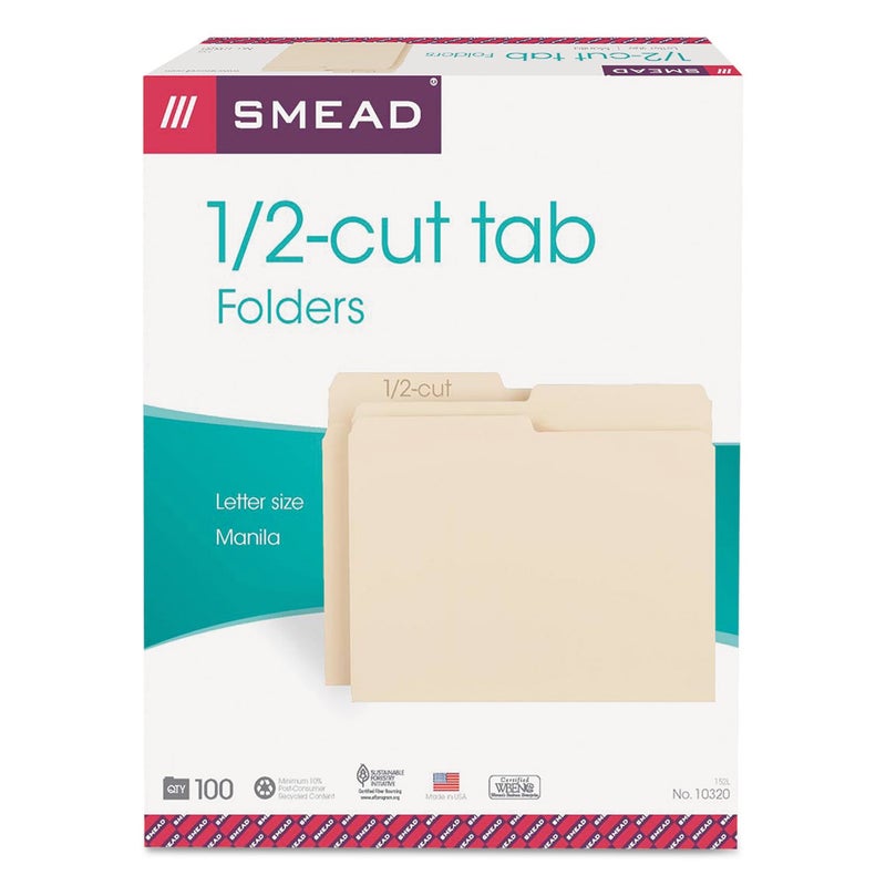 Smead SuperTab File Folder, Oversized 1/2-Cut Tab, Letter Size, Manila File Folders, 100 per Box (13020) - Image 2