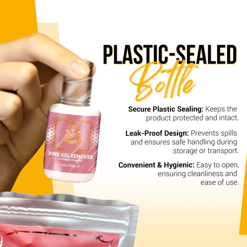 Forabeli Pink Gel Lash Remover for Eyelash Extensions, 15ml, Safe and Gentle Formula, Easy to Apply, Versatile and Efficient - Image 2