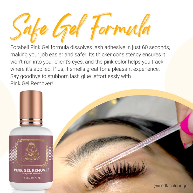 Forabeli Pink Gel Lash Remover for Eyelash Extensions, 15ml, Safe and Gentle Formula, Easy to Apply, Versatile and Efficient - Image 4