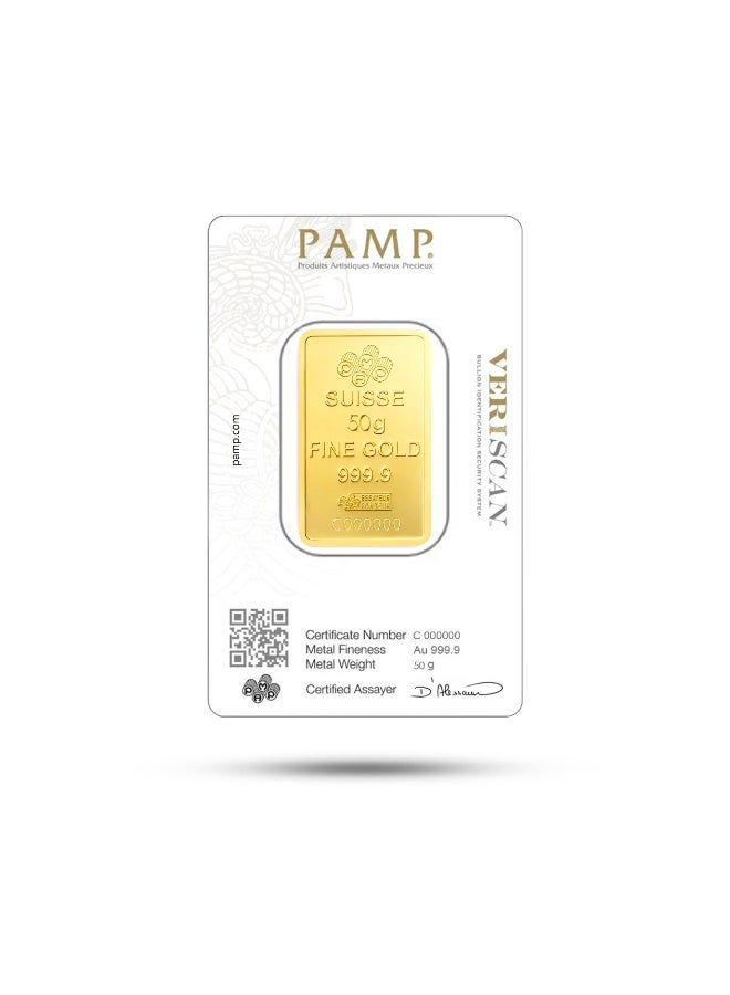 بامب سبيكة ذهب سويسرية من عيار 24 قيراطًا، نقاء 999.9، وزن 50 غرامات، من نوع PAMP Queen Gold. - Image 2