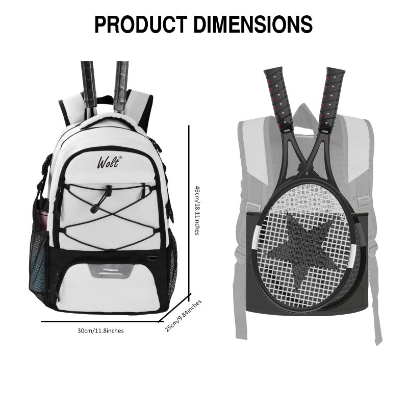 WOLT Tennis Bag - Large Tennis Racket Backpack for Men & Women - Ventilated Shoe Compartment - Holds 2 Rackets - Image 3