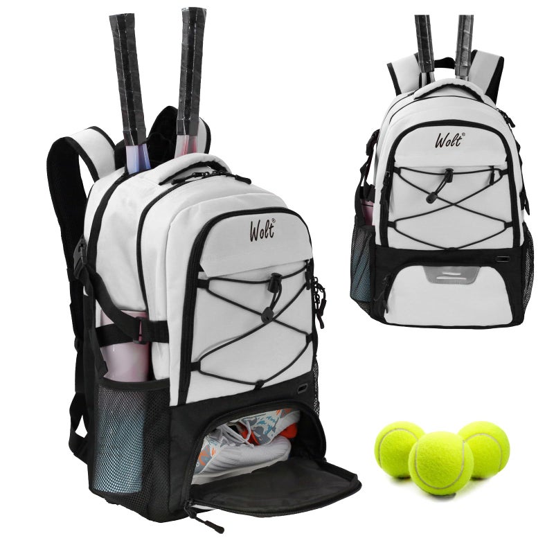 WOLT Tennis Bag - Large Tennis Racket Backpack for Men & Women - Ventilated Shoe Compartment - Holds 2 Rackets - Image 1