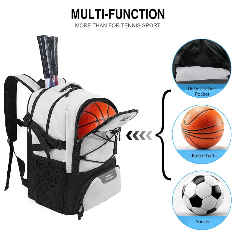 WOLT Tennis Bag - Large Tennis Racket Backpack for Men & Women - Ventilated Shoe Compartment - Holds 2 Rackets - Image 2