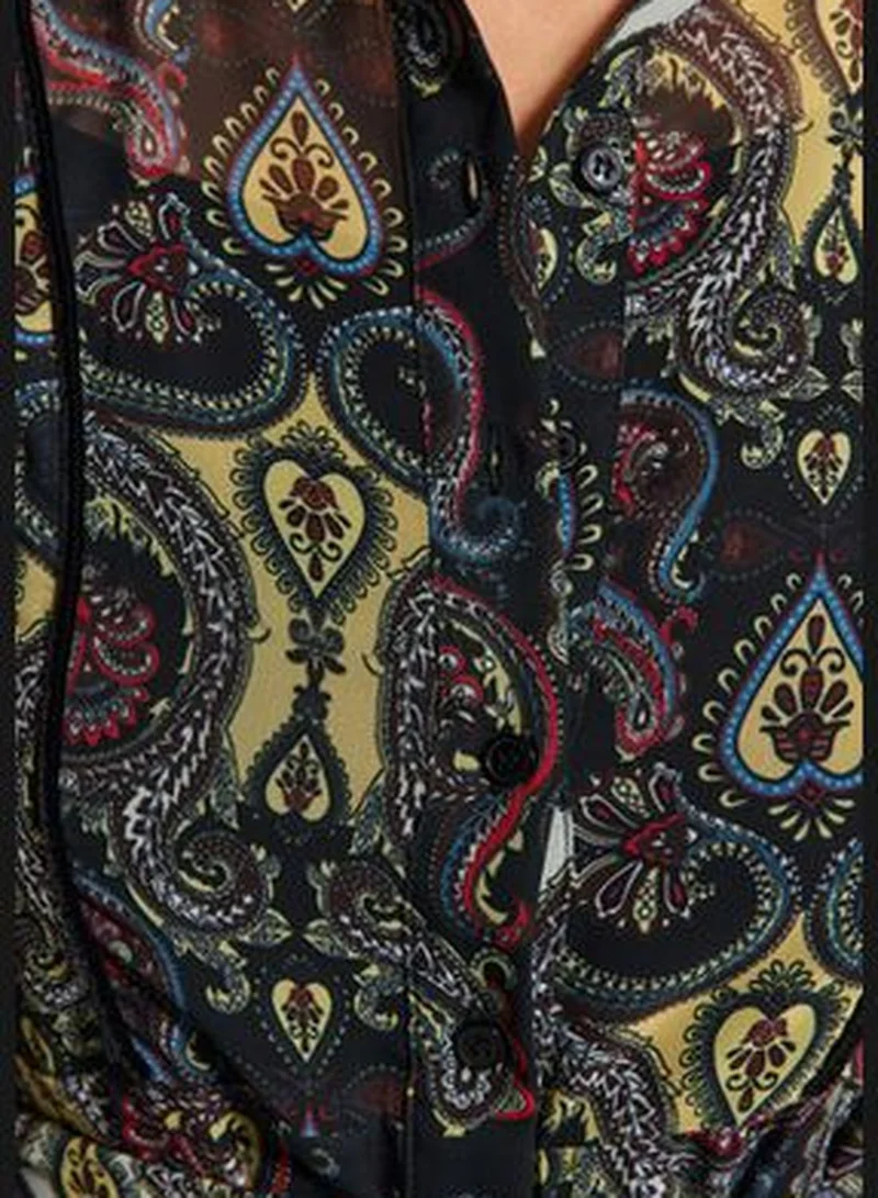 trendyol Multicolored Chiffon Woven Shirt Dress with Pile Detail Lined TWOAW24EL00364