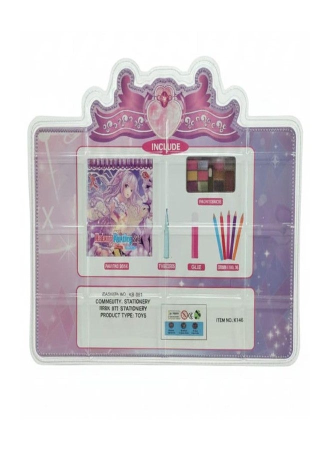 Makeup Painting Set for Girls Ages 3-8 | Kids Fashion Design & Toddler Makeup Drawing Kit | 10 Practice Sheets, 12-Color Glitter Palette, Pencils & Tools | Creative DIY Art Craft Gift for Girls - Image 2