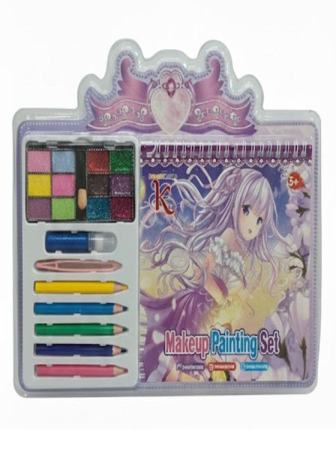 Makeup Painting Set for Girls Ages 3-8 | Kids Fashion Design & Toddler Makeup Drawing Kit | 10 Practice Sheets, 12-Color Glitter Palette, Pencils & Tools | Creative DIY Art Craft Gift for Girls - Image 1