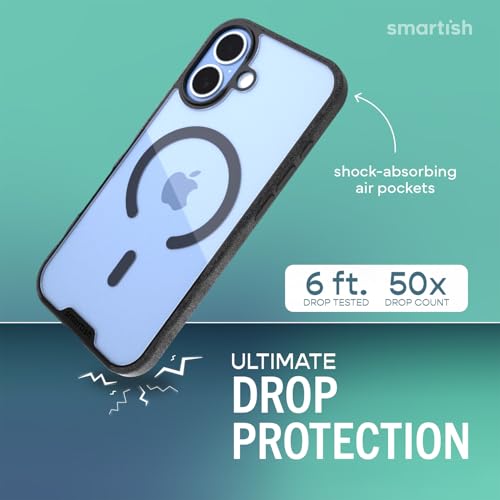 Smartish iPhone 17 MagSafe Clear Case Gripmunk Magnetic Slim Case Lightweight Protective AntiYellowing Thin Grip Clear Cover for Apple iPhone 17 Clearly Black - Image 3