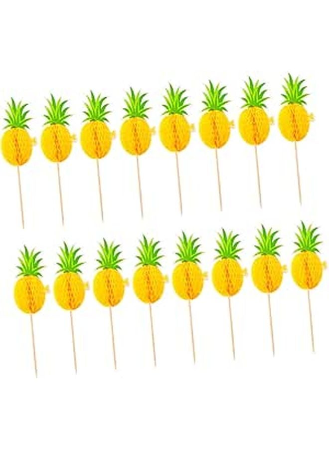 Tropical Pineapple Cake Decorations 30pcs Non Edible Cupcake Ornaments For Birthday Party - Image 1