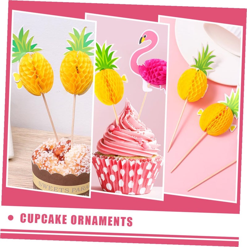 Tropical Pineapple Cake Decorations 30pcs Non Edible Cupcake Ornaments For Birthday Party - Image 5