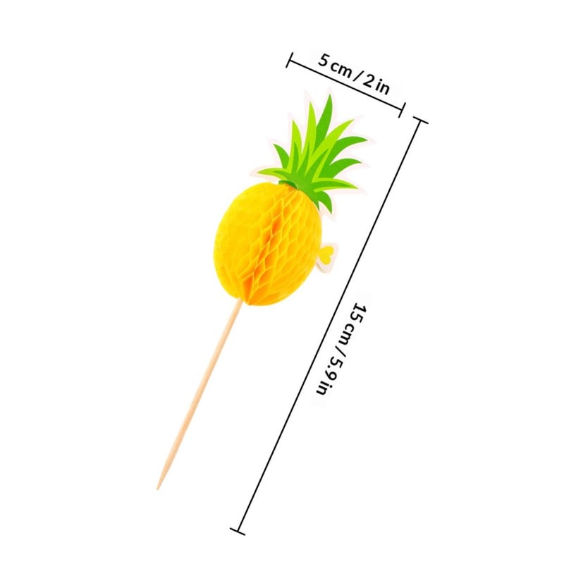 Tropical Pineapple Cake Decorations 30pcs Non Edible Cupcake Ornaments For Birthday Party - Image 3