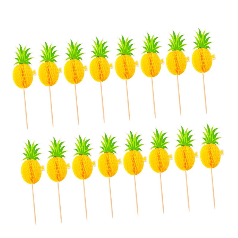 Tropical Pineapple Cake Decorations 30pcs Non Edible Cupcake Ornaments For Birthday Party - Image 2