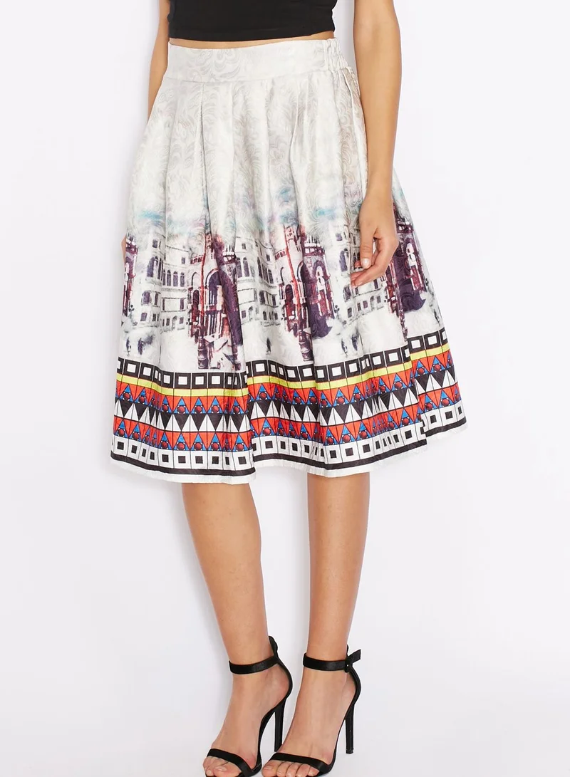 Ginger Printed Brocade Skirt