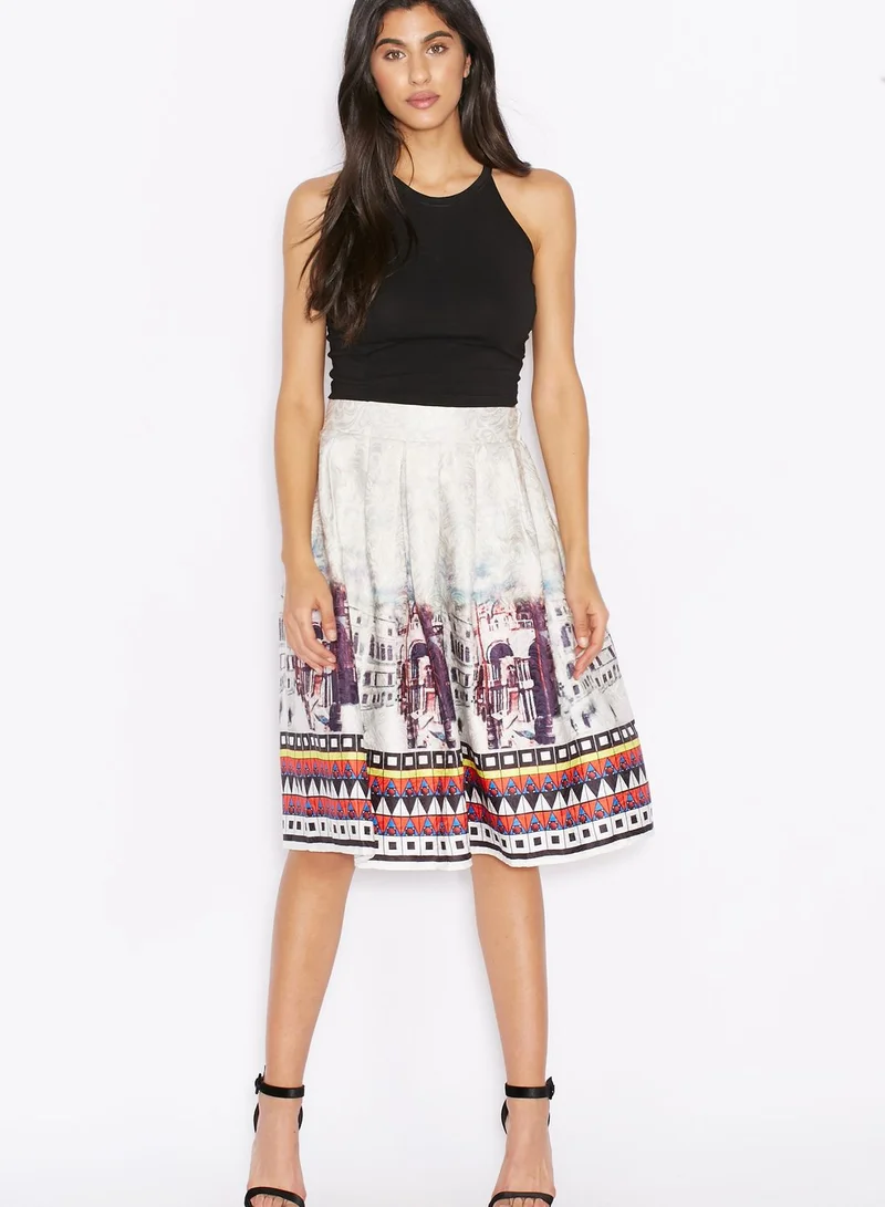 Ginger Printed Brocade Skirt