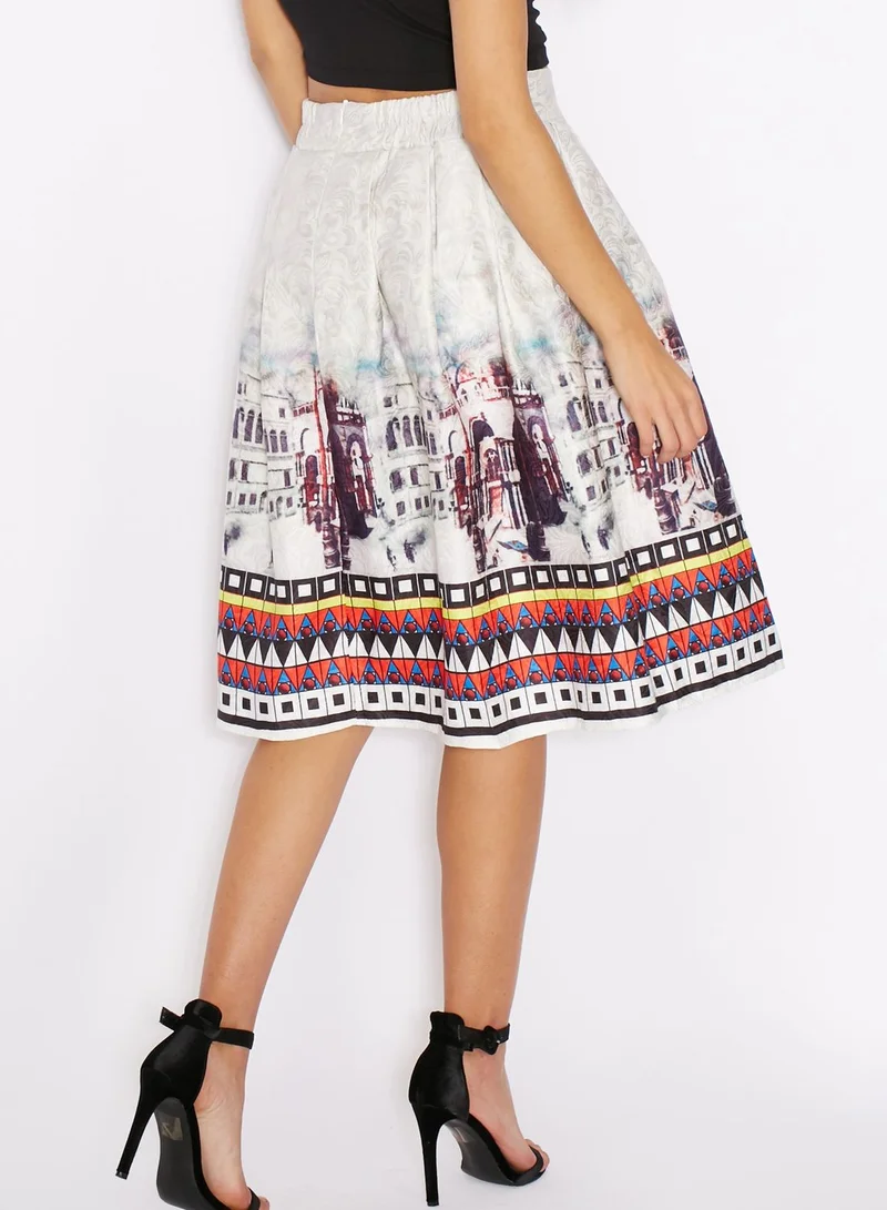 Ginger Printed Brocade Skirt