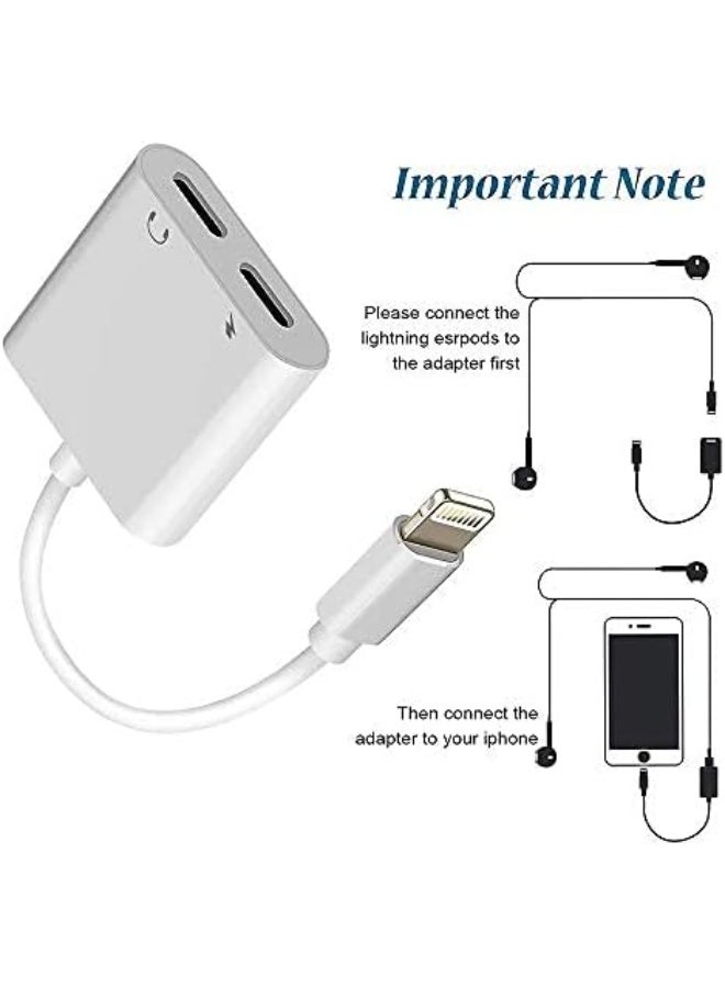 Belcompany [معتمد من Apple MFi] محول صوت وشاحن مزدوج 2 في 1 مع موصل Lightning لجهاز iPad، عبوة من 2 محول سماعات أذن لجهاز iPhone 14/13/12/11/XS/XS Max/XR/X/8/8plus/7/7 Plus/iPad - Image 2