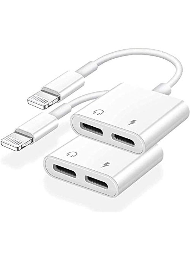 Belcompany [معتمد من Apple MFi] محول صوت وشاحن مزدوج 2 في 1 مع موصل Lightning لجهاز iPad، عبوة من 2 محول سماعات أذن لجهاز iPhone 14/13/12/11/XS/XS Max/XR/X/8/8plus/7/7 Plus/iPad - Image 1