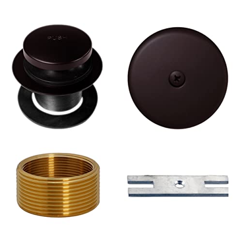 Westbrass D931K-12 Universal 1-3/8" Fine Thread Tip-Toe Bathtub Drain Plug Trim Set with One-Hole Overflow Faceplate and 1-1/2" Adapter Bushing, Oil Rubbed Bronze - Image 1