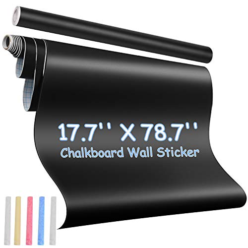 KDG Chalkboard Wall Sticker Wall Decal Large Chalkboard Contact Paper Roll - G Self Adhesive DIY Reusable Erasable Removable Blackboard Wall Sticker Black for Kids Office 30 x 3.5 cm - Image 2