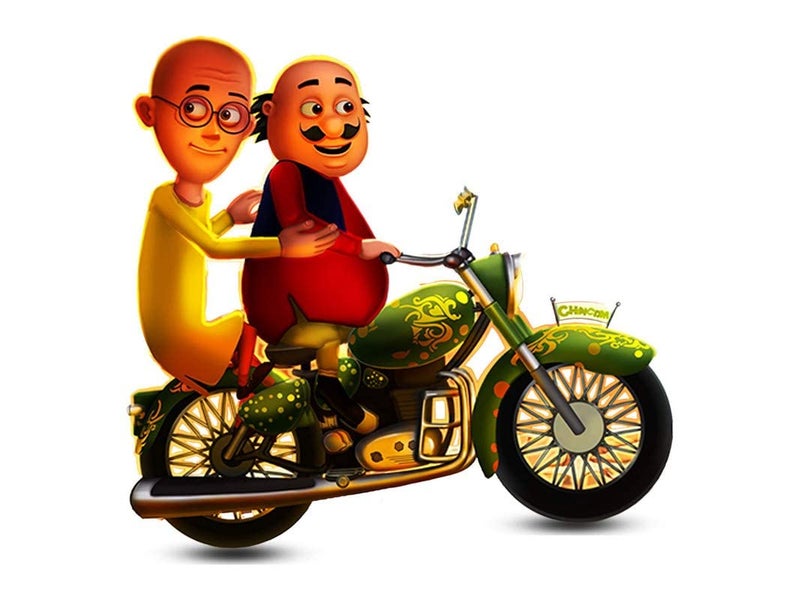 Sky Flying Motu Patlu Bullet Wall Sticker for Living Room Bed Room Kids Room Multicolor Size 61Cm X61Cm