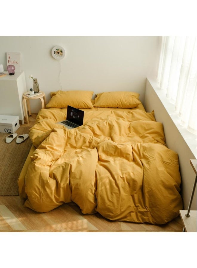 4-Piece Pure Cotton Solid Color Minimalist Style Comfortable Set King Size 220x240cm - Image 1