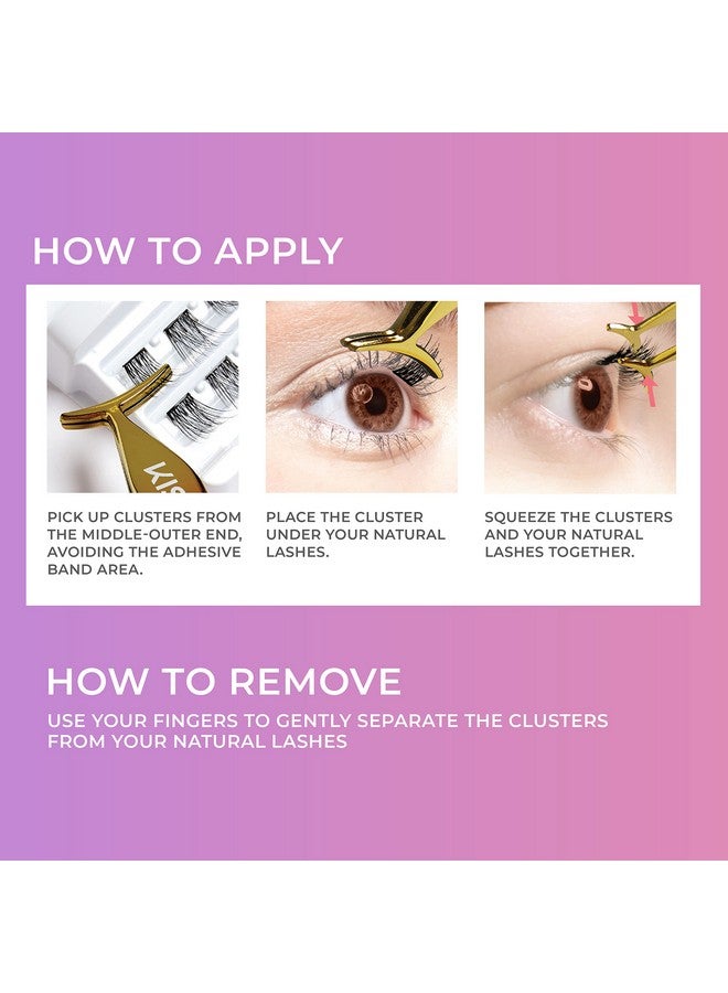 Impress KISS imPRESS Falsies False Eyelashes, Lash Clusters, 'Natural', 12 mm, Includes 20 Clusters, 1 applicator, Contact Lens Friendly, Easy to Apply, Reusable Strip Lashes - Image 4