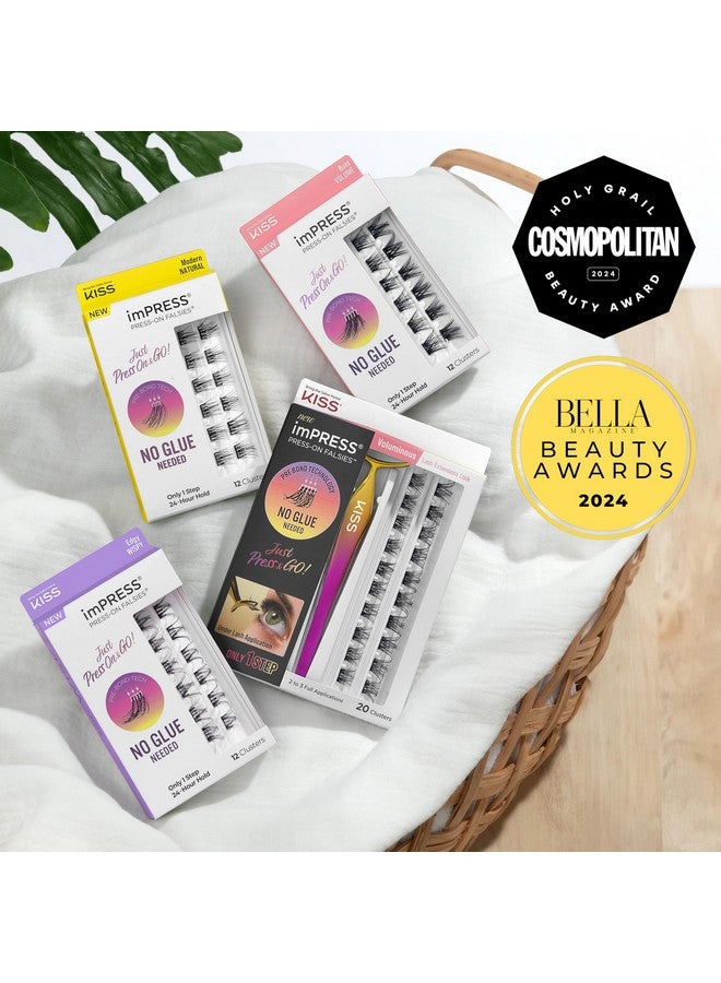 Impress KISS imPRESS Falsies False Eyelashes, Lash Clusters, 'Natural', 12 mm, Includes 20 Clusters, 1 applicator, Contact Lens Friendly, Easy to Apply, Reusable Strip Lashes - Image 2