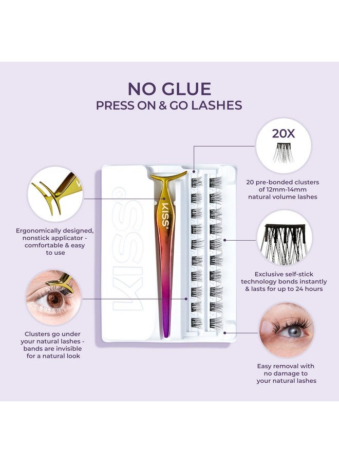 Impress KISS imPRESS Falsies False Eyelashes, Lash Clusters, 'Natural', 12 mm, Includes 20 Clusters, 1 applicator, Contact Lens Friendly, Easy to Apply, Reusable Strip Lashes - Image 3