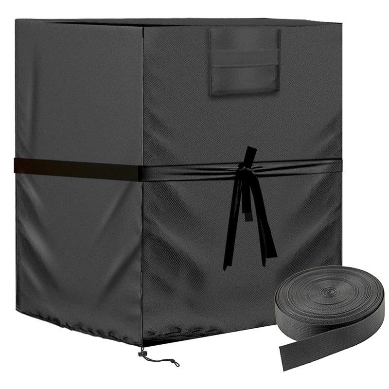 Aozzy Air Conditioner Cover for Outside Units with Windproof Straps Reinforced Buckles 420D Heavy Duty Square ac Covers Outdoor Protects HVAC Condenser From Winter Rain Snow Ice Dust Up to 24x24x30 inches - Image 2