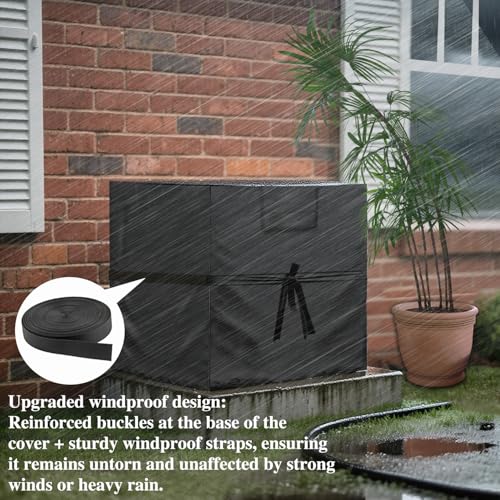 Aozzy Air Conditioner Cover for Outside Units with Windproof Straps Reinforced Buckles 420D Heavy Duty Square ac Covers Outdoor Protects HVAC Condenser From Winter Rain Snow Ice Dust Up to 24x24x30 inches - Image 3