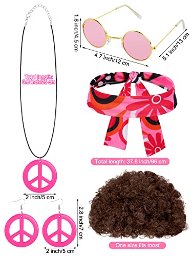 SOMSOC 7 Pack 70s Women Hippie Costume Set Boho Flared Pants Tie Dye Headband Necklacme Cosplay - Image 3