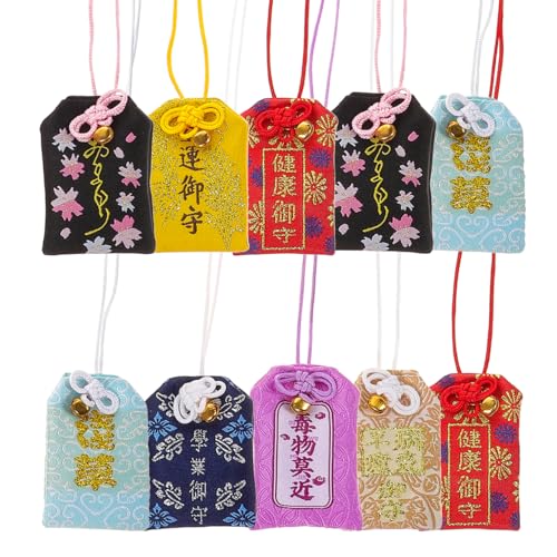 VOSAREA 10pcs Japanese Omamori Amulets Good Luck Charms Blessing Lucky Hanging Sachets for Blessing Health Fortune Wealth Success (Assorted Color) - Image 1