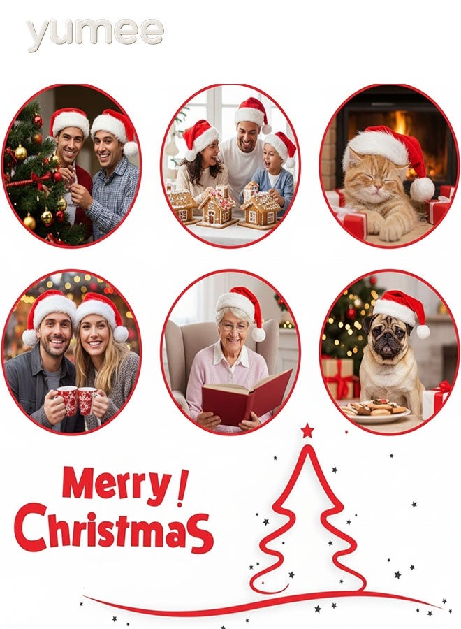 yumee Santa Hat Pack of 4, Unisex Red Thickened Velvet Santa Hat, Christmas Hat, New Year, Festive Costume, Party for Adults, Children - Image 5